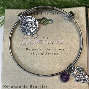 🍭 Believe stainless steel bangle bracelets silver